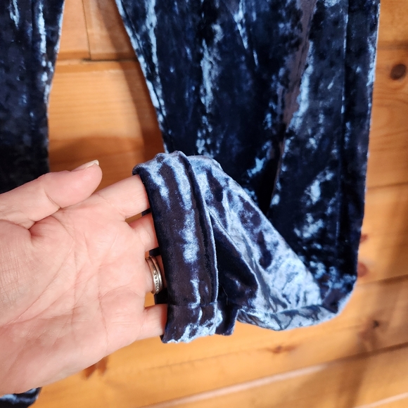 Ecote Anthro Blue Velvet Harem Pull On Jogger Pants Stretch High Waist Crop Sz S - Picture 5 of 11